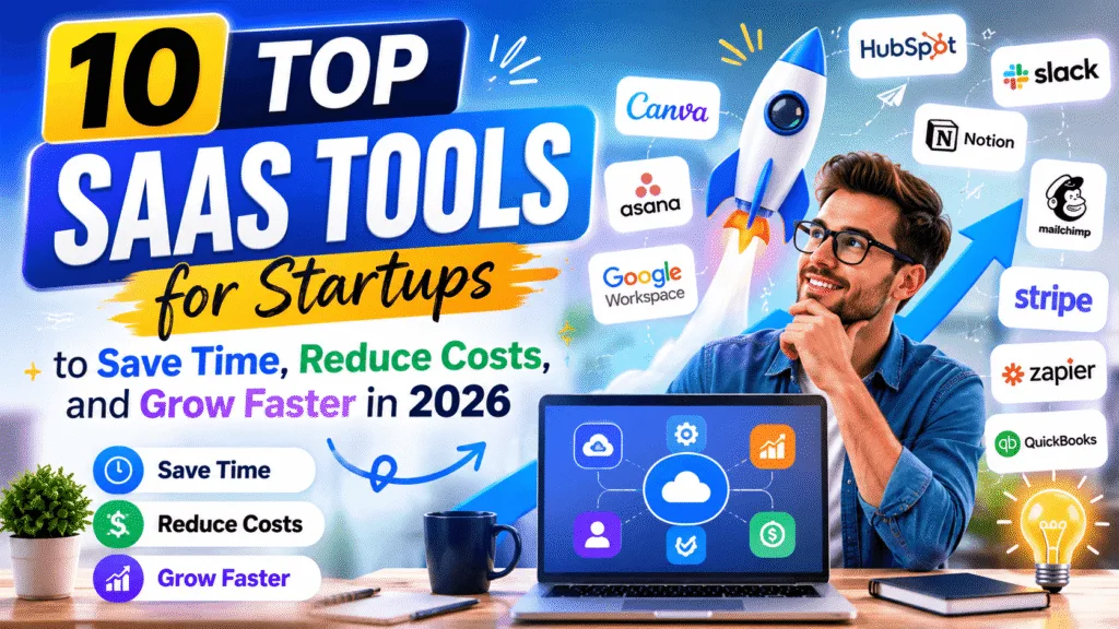 SaaS tools for startups displayed as a simple software stack diagram