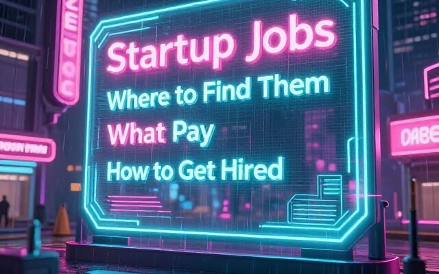 Startup jobs Austin job search on a laptop