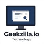 Reader browsing the Geekzilla.io technology section on a laptop