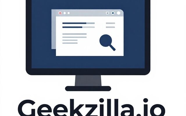 Reader browsing the Geekzilla.io technology section on a laptop