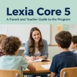 Child using Lexia Core 5 on a tablet to practice reading at a desk