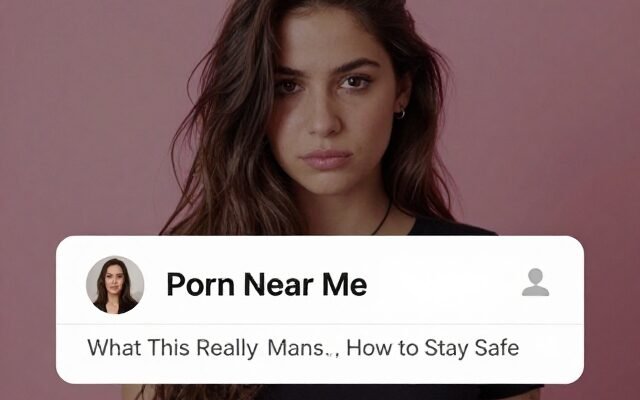 Porn near me search explained: a person checking online safety settings on a laptop