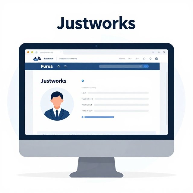 Small business owner reviewing payroll and HR tasks on a laptop with Justworks