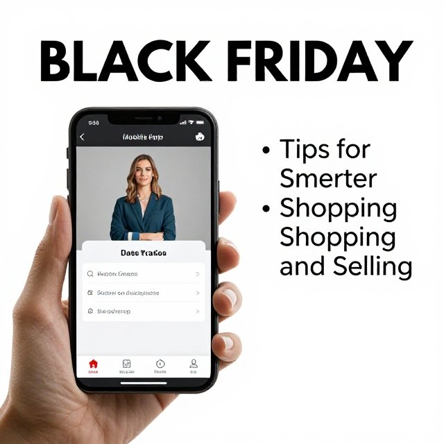 Black Friday mobile app on a smartphone showing sale alerts and shopping deals