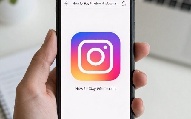 Anonymous Instagram guide: person holding a phone with a padlock icon showing private social media