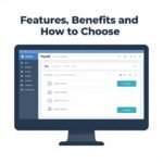 Payroll software guide: business owner reviewing employee payroll on a laptop dashboard