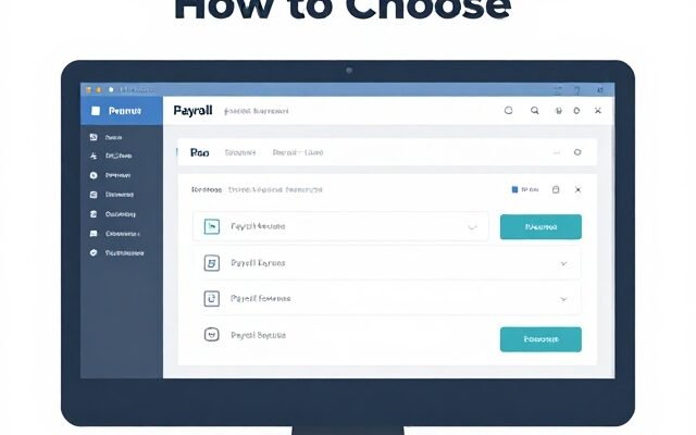 Payroll software guide: business owner reviewing employee payroll on a laptop dashboard