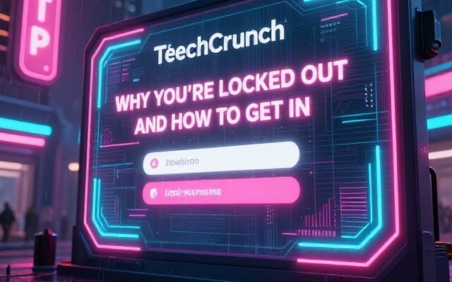 TechCrunch Meetup login wall showing a Meetup sign-in screen