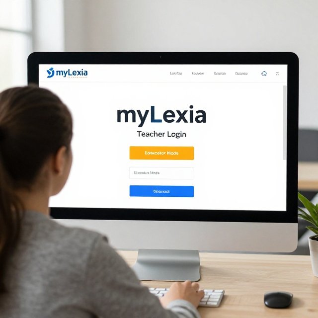 Teacher using laptop to complete Lexia Core 5 teacher login