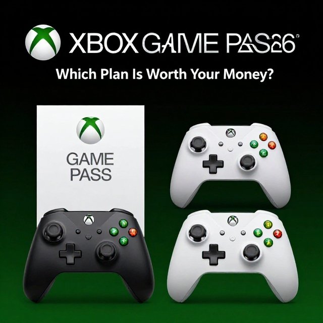 Xbox Game Pass plans shown on a laptop screen with a game controller