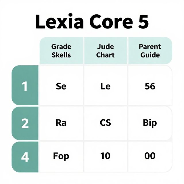Lexia Core 5 levels guide showing grade chart for Pre-K to 5th grade